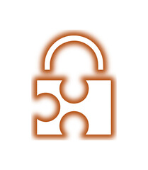 Neon Puzzle Lock Icon for Security Login, Password Access and Smart Protection UI Design