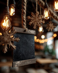 Seasonal Campaign Header - Blank Chalkboard with Lights - Add Copy