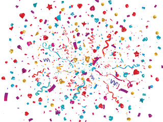 Fototapeta premium Explosion of Colorful Confetti and Streamers Celebration Background