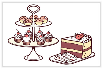 Hand Drawn Bakery Elements and Pastry Shop Vector Pack