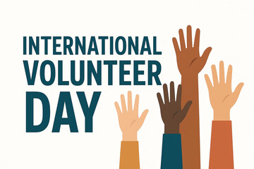 Fototapeta premium International Volunteer Day Poster – Be the Change Message with Bold Typography and Social Impact Theme