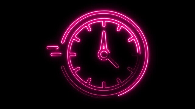 Dynamic neon clock pulsing with vibrant energy, symbolizing urgency and modern timekeeping, perfect for countdowns and fast-paced projects.