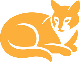 Orange Cat Silhouette Logo on White Background feline, Minimal orange cat logo silhouette graphic