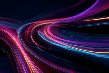 Multicolor Light Wave Abstract with Sparkles on Black Background for Vibrant Motion and Futuristic Design