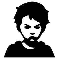 Sad Boy Solid Illustration