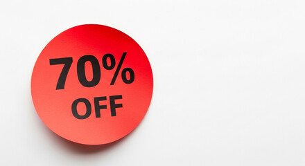 Grab incredible savings with a bold 70% off sale sticker, signaling huge discounts and irresistible offers for eager shoppers