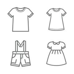Kids dress line art design collection