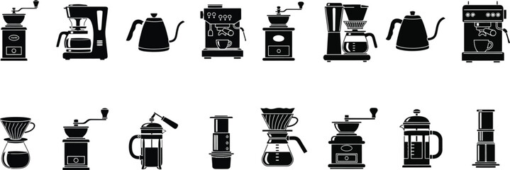 Home barista icons set