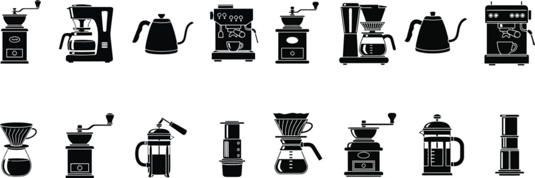 Home barista icons set