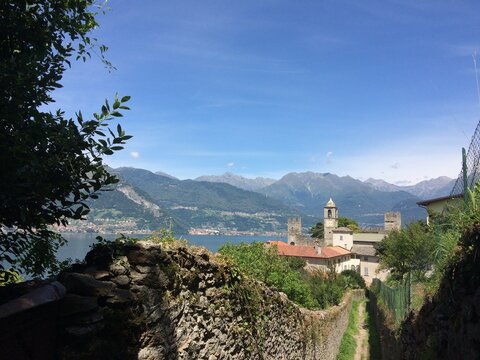 View of the village of Corenno Plinio, Lombardy, Italy.