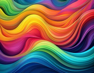 Obraz premium colorful abstract waves vibrant rainbow curves wavy gradient patterns