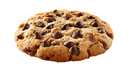 Chocolate chip cookie with delicious toppings isolated on transparent background. Ready to use image