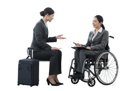 Businesswomen collaborating on project, inclusion, teamwork.