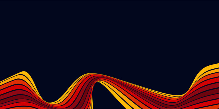 Abstract colorful 70s background vector. Vintage retro wallpaper with rainbow stripes and wavy lines. A 1970 color illustration suitable for posters, banners, decorative items and wall art.