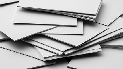 A Layered Stack of Blank White Business Cards Arranged in a Subtle Fan and Overlapping Layers