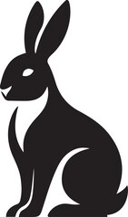 Stylized Black Rabbit Silhouette on White Background, Bunny silhouette minimalist vector art