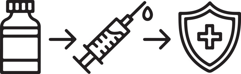 Obraz premium Vaccination Process Illustrated Icon Vaccine Injection Protection Health Safety