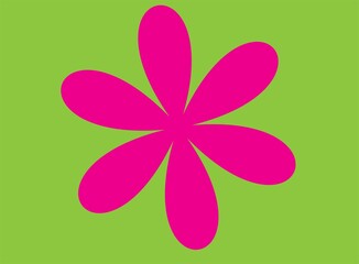 pink flower vector illustration on green