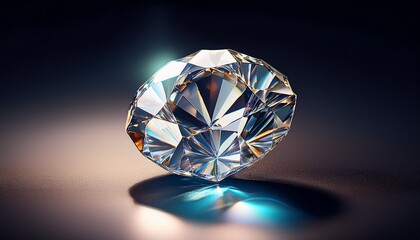 Fototapeta premium sparkling round brilliant cut diamond on dark surface