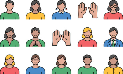 Diverse Set of Colorful User Profile Icons people
