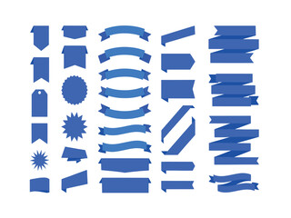 Fototapeta premium Collection of blue ribbon banners and tags for design