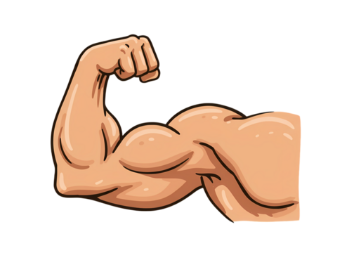 Flexing muscular arm showcasing strength and power