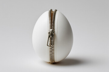 Striking conceptual artwork merges organic form with metallic closure, symbolizing transformation and hidden potential in a minimalist studio setting.