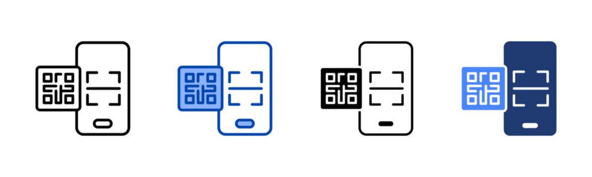 Qr Code icon set multiple style collection