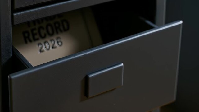 Mineral trade file folder metal filing cabinet beige label document with organized filing and regulatory record 2026 folder metal file drawer labeled for compliance and business archive mineral