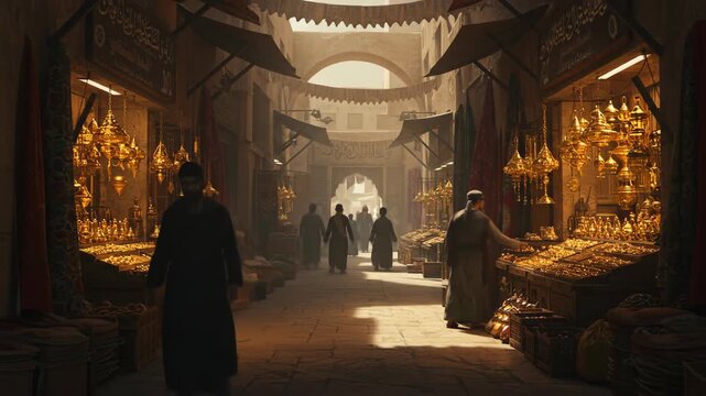 Ancient Marketplace Scene with Figures.