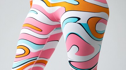 vibrant abstract pattern on colorful stretch leggings for fashion and fitness lifestyle