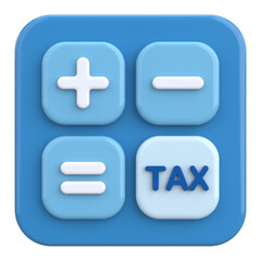 Fototapeta premium 3D Tax Icon Illustration with Calculator and Finance Elements.