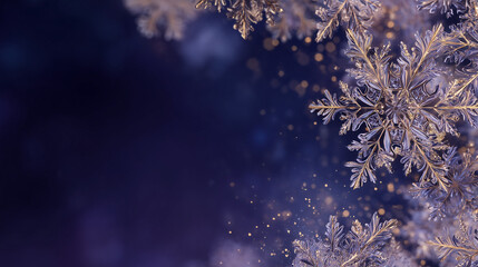 金とクリスタルで輝く、エレガントな雪の結晶のフレーム