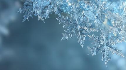 リアルな雪の結晶、美しい冬のイラストフレーム