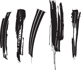Brush set. Vector black paint brush spots, highlighter lines or felt-tip pen marker. Ink smudge abstract shape stains and smear set with texture