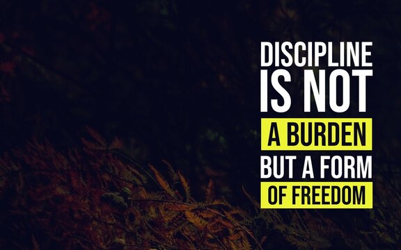 Inspirational quote redefining discipline as empowerment. Perfect for success and self-growth designs.