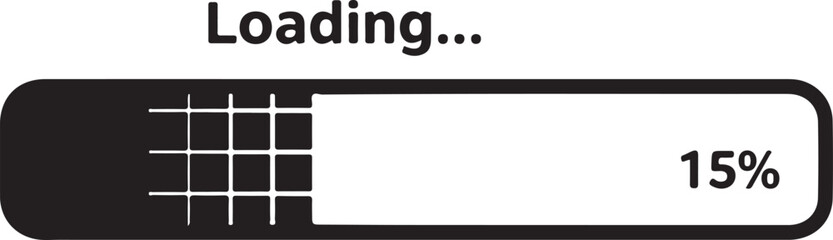 Loading Bar Illustration Depicting Progress and Percentage Complete Fifteen Percent