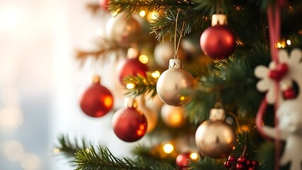 A beautifully decorated tree with glowing ornaments, evoking festive holiday spirit.