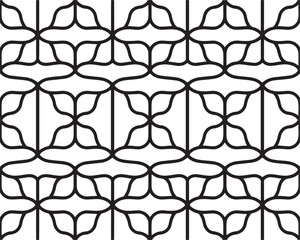 Seamless Black Floral Geometric Pattern Design