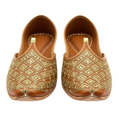 Exquisite traditional golden embroidered indian jutti shoes for women festive occasions