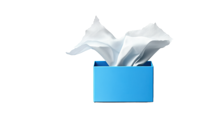 Soft tissues with blue box on transparent background