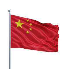 Waving chinese flag on pole symbolizing national pride and patriotism