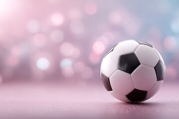 Naklejka premium soccer ball on bright pink background with copy space