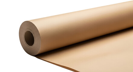 Roll of brown kraft paper on white background for packaging materials  isolated on a transparent background 