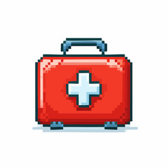 Obraz premium Pixel Art First Aid Kit Emergency Icon