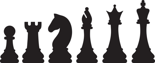 Chess piece icon clean silhouette vector illustration