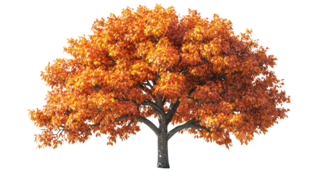 Autumn tree with orange and red leaves
