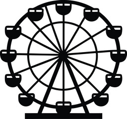 State fair ferris wheel line art silhouette vector illustration