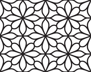 Seamless Black Floral Geometric Pattern Design