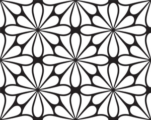 Seamless Black Floral Geometric Pattern Design